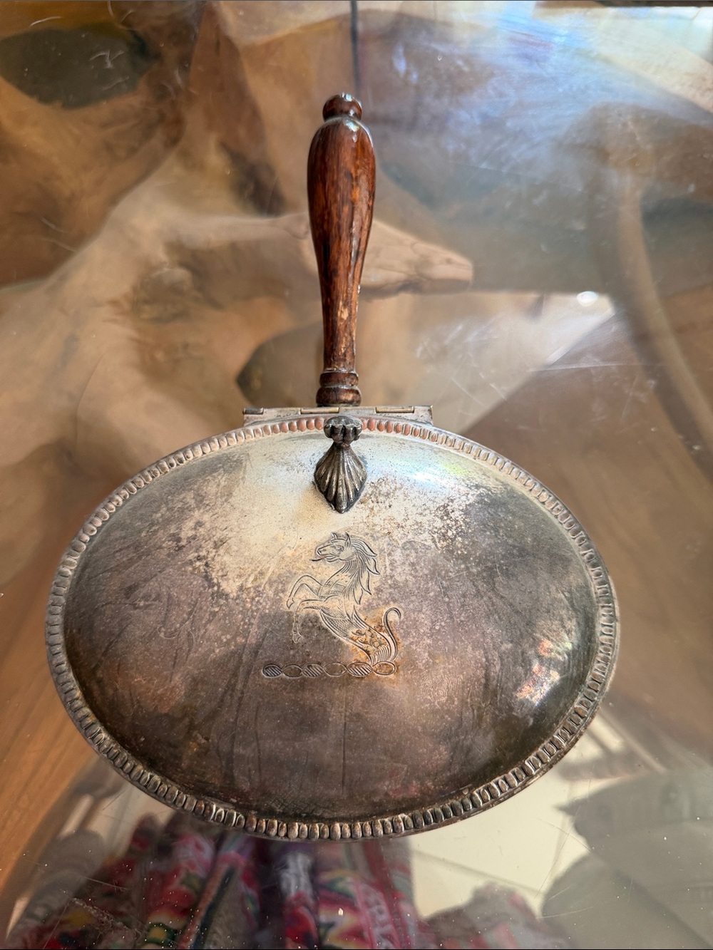 Antique-Style Silver Plated Silent Butler with Wooden Handle